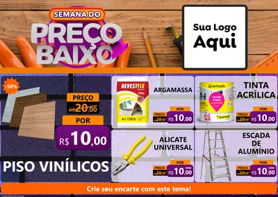 Modelo de Encarte para Encarte A4 Horizontal com o tema Semana do Preço Baixo - Construção para Material para Construção