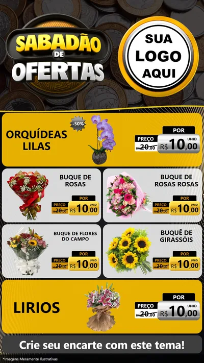 Modelo de TV para TV Vertical com o tema Sabadão de Ofertas para Floricultura e jardim