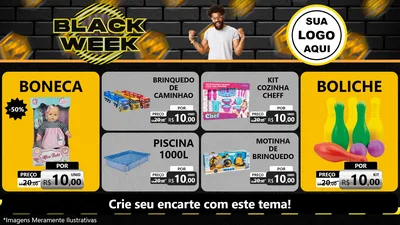 Modelo de TV para TV Horizontal com o tema Black Week para Brinquedos