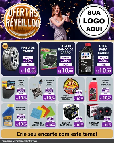 Modelo de Rede Social para Feed Instagram com o tema Ofertas de Réveillon para Auto peças