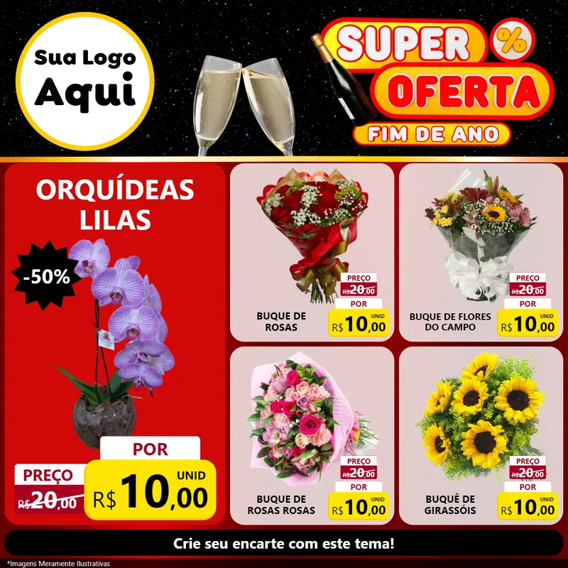 Modelo de Rede Social para Feed Facebook com o tema Super Oferta Fim de Ano para Floricultura e jardim