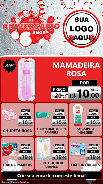 Modelo de Rede Social para Stories com o tema Promoção de Aniversário - 6 Anos para Bebês