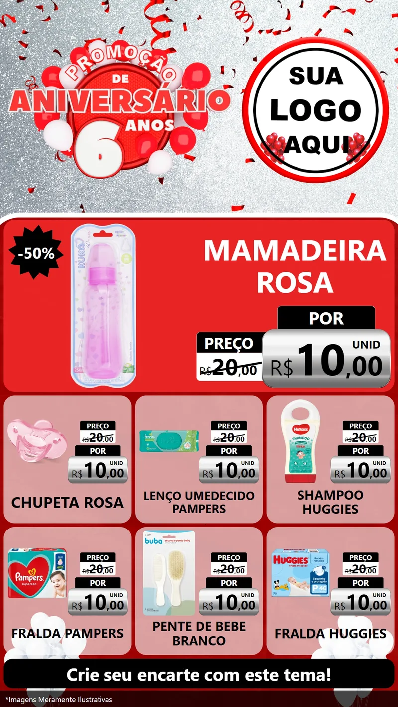 Modelo de Rede Social para Stories com o tema Promoção de Aniversário - 6 Anos para Bebês