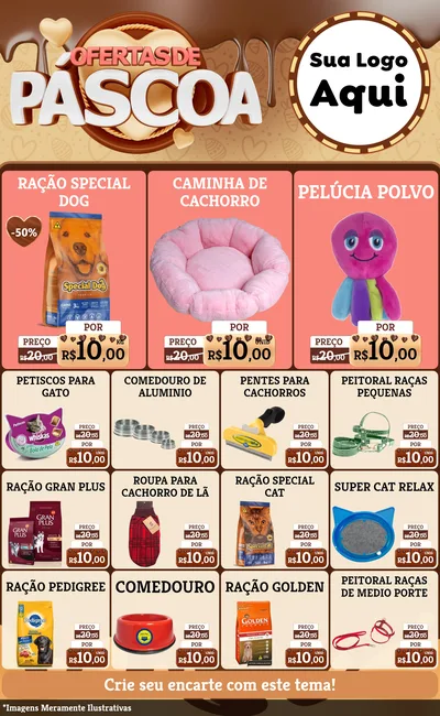 Modelo de Encarte para Encarte Grande com o tema Ofertas de Páscoa para Pet Shop
