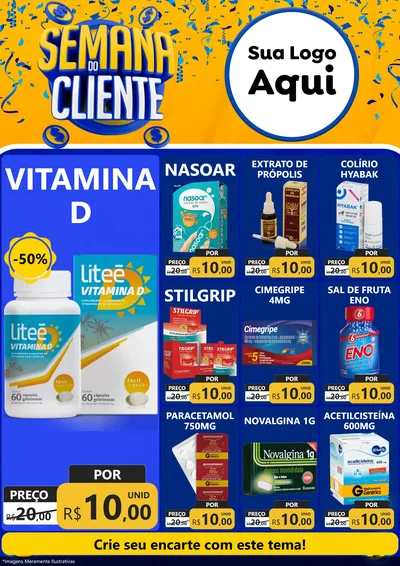 Modelo de Encarte para Encarte A4 Vertical com o tema Semana do Cliente para Farmácia