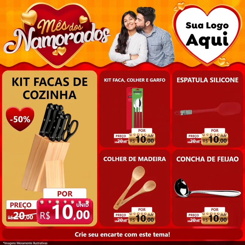 Modelo de Rede Social para Feed Facebook com o tema Mês dos Namorados para Utilidades Domésticas