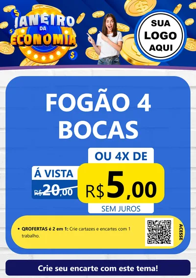 Modelo de Cartaz para Cartaz A4 Vertical com o tema Janeiro da Economia para Móveis e Eletro