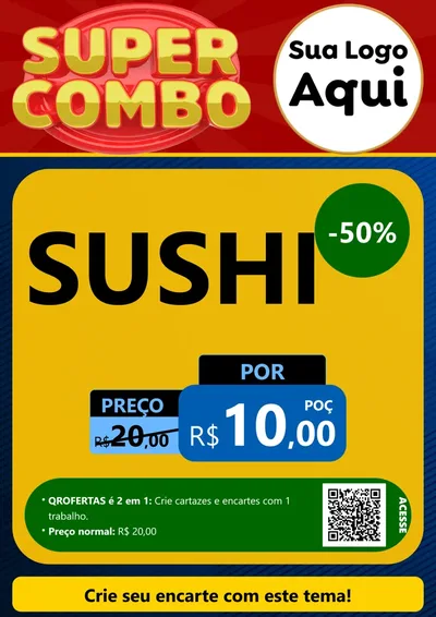 Modelo de Cartaz para Cartaz A4 Vertical com o tema Super Combo para Comida japonesa