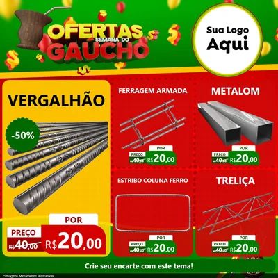 Modelo de Rede Social para Feed Facebook com o tema Ofertas Semana Do Gaúcho para Ferragens