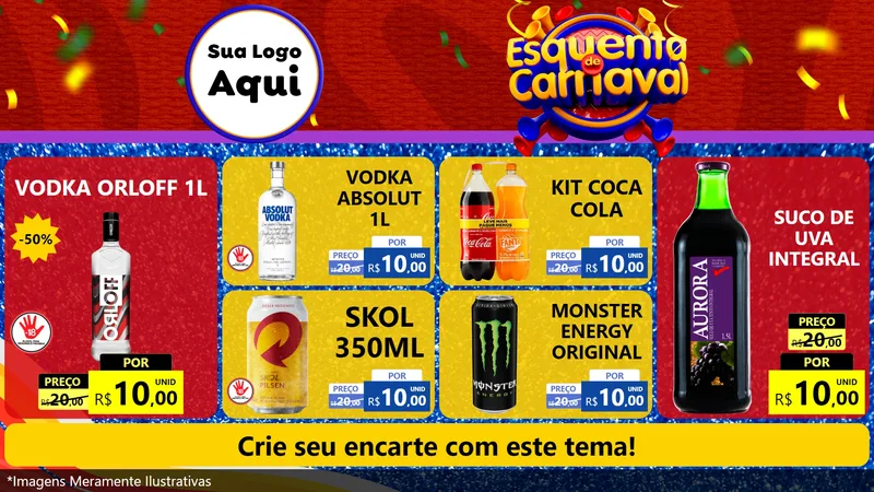 Modelo de TV para TV Horizontal com o tema Esquenta de Carnaval para Distribuidora de bebidas