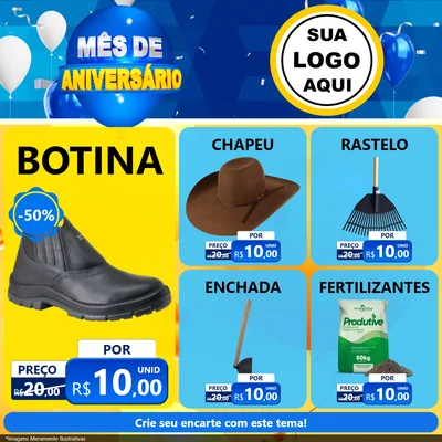 Modelo de Rede Social para Feed Facebook com o tema Mês de Aniversário para Agropecuária