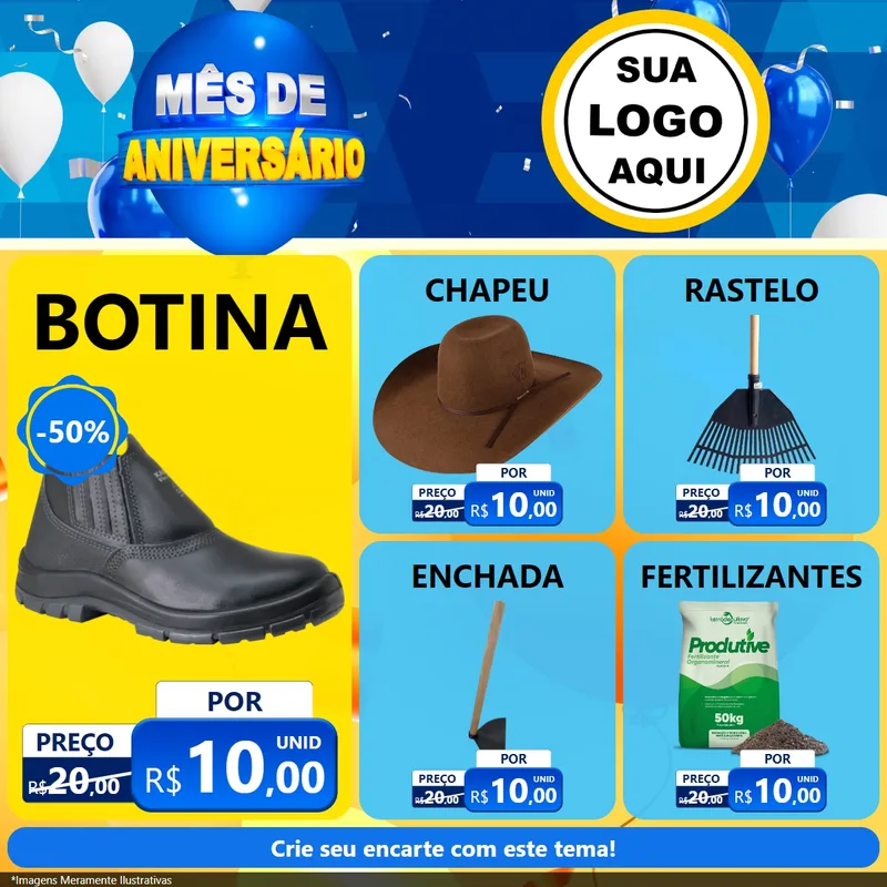 Modelo de Rede Social para Feed Facebook com o tema Mês de Aniversário para Agropecuária