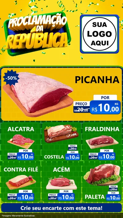Modelo de Rede Social para Stories com o tema Proclamação da República para Açougue