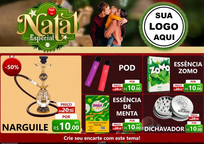 Modelo de Encarte para Encarte A4 Horizontal com o tema Natal Especial para Tabacaria