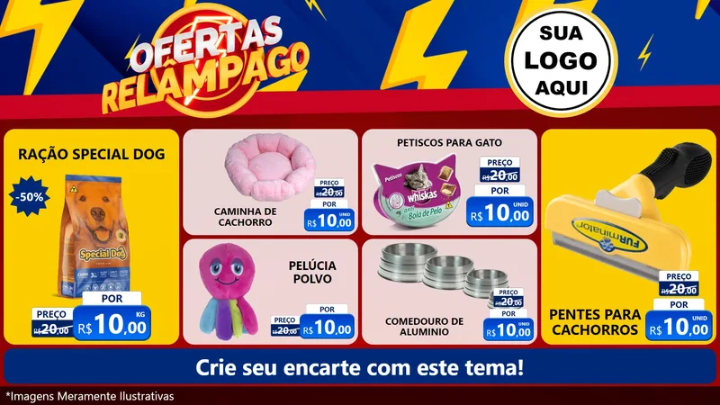 Modelo de TV para TV Horizontal com o tema Ofertas Relâmpago para Pet Shop