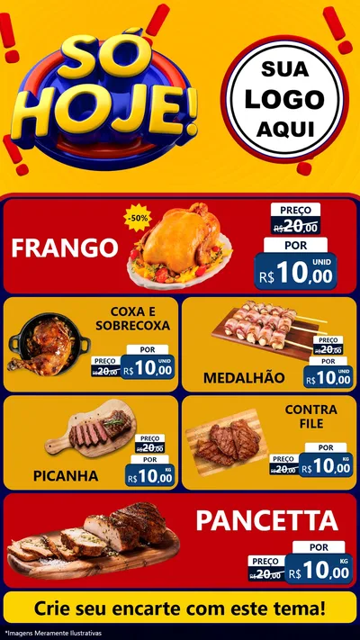 Modelo de TV para TV Vertical com o tema Só Hoje! para Assados