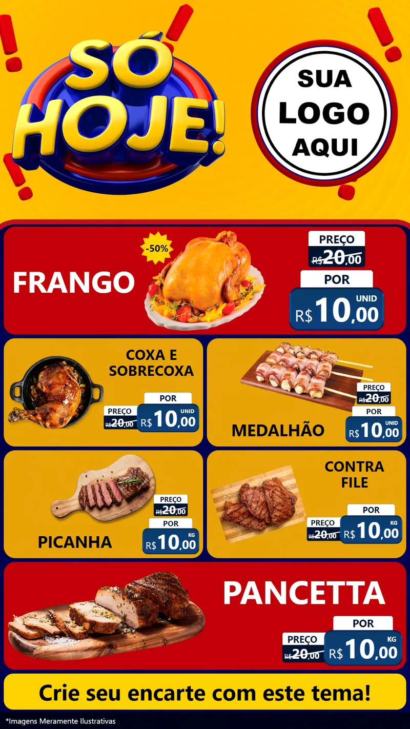 Modelo de TV para TV Vertical com o tema Só Hoje! para Assados