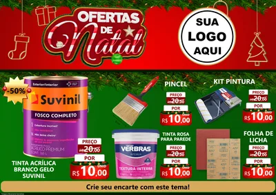 Modelo de Encarte para Encarte A4 Horizontal com o tema Ofertas de Natal para Tintas e Ferramentas