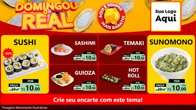 Modelo de TV para TV Horizontal com o tema Domingou do Real para Comida japonesa