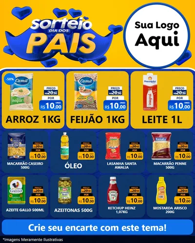 Modelo de Rede Social para Feed Instagram com o tema Sorteio Dia dos Pais para Supermercado