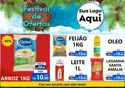 Modelo de Encarte para Encarte A4 Horizontal com o tema Festival de Ofertas - Inverno para Supermercado