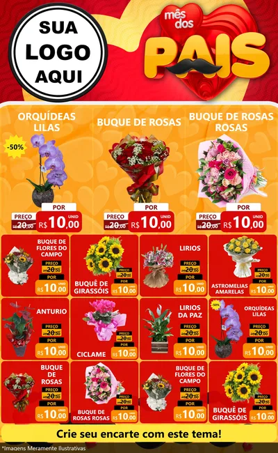Modelo de Encarte para Encarte Grande com o tema Mês Dos Pais para Floricultura e jardim