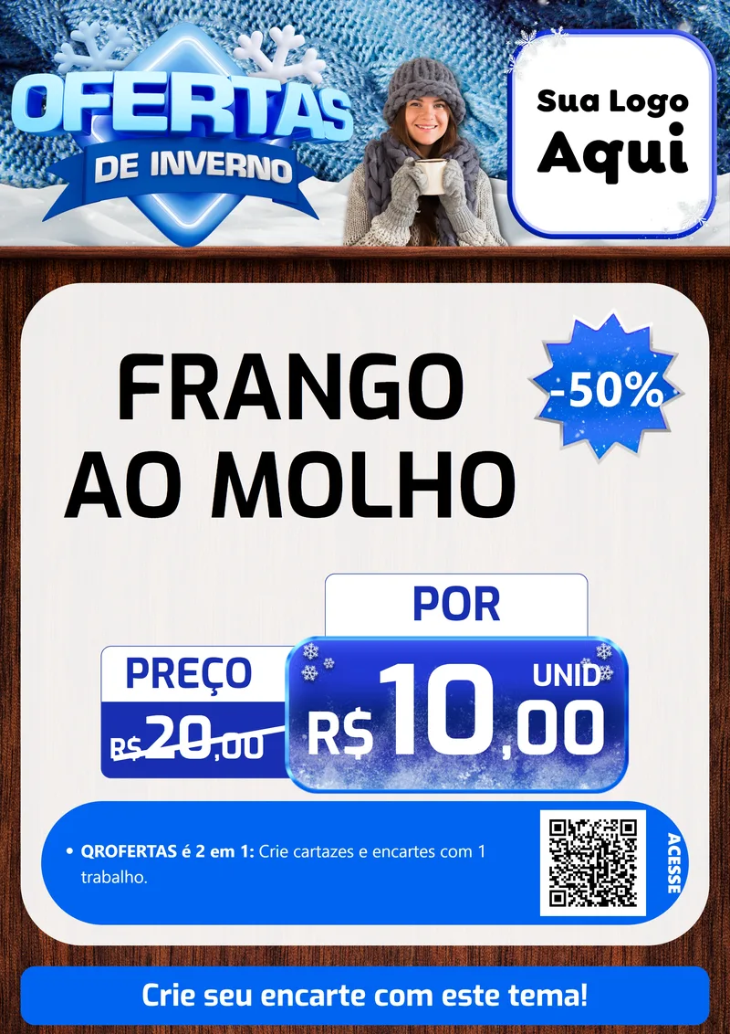 Modelo de Cartaz para Cartaz A4 Vertical com o tema Ofertas de Inverno para Restaurante