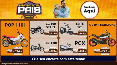 Modelo de TV para TV Horizontal com o tema Especial Dia dos Pais para Concessionaria de Motos