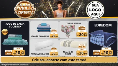 Modelo de TV para TV Horizontal com o tema Grande Réveillon de Ofertas para Cama, Mesa e Banho