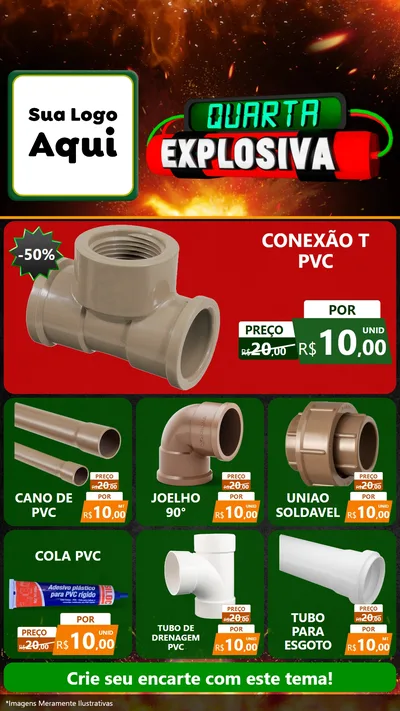 Modelo de Rede Social para Stories com o tema Quarta Explosiva para Tubos e conexões