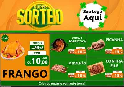 Modelo de Encarte para Encarte A4 Horizontal com o tema Super Sorteio para Assados