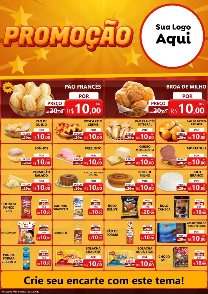 Modelo de Encarte para Encarte A4 Vertical com o tema Promoção para Padaria