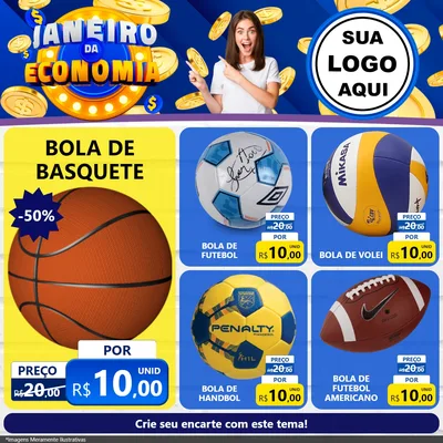 Modelo de Rede Social para Feed Facebook com o tema Janeiro da Economia para Artigos Esportivos