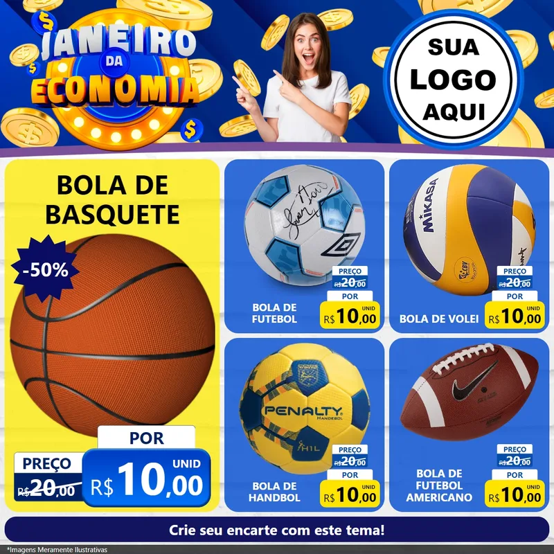 Modelo de Rede Social para Feed Facebook com o tema Janeiro da Economia para Artigos Esportivos