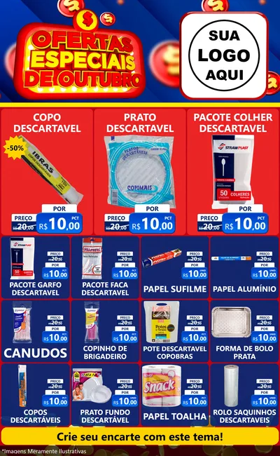Modelo de Encarte para Encarte Grande com o tema Ofertas Especiais de Outubro para Embalagens
