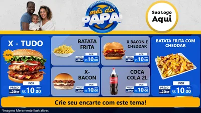 Modelo de TV para TV Horizontal com o tema Ofertas Imperdíveis Mês Do Papai para Hamburgueria