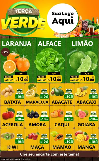 Modelo de Encarte para Encarte Grande com o tema Terça Verde para Hortifrúti