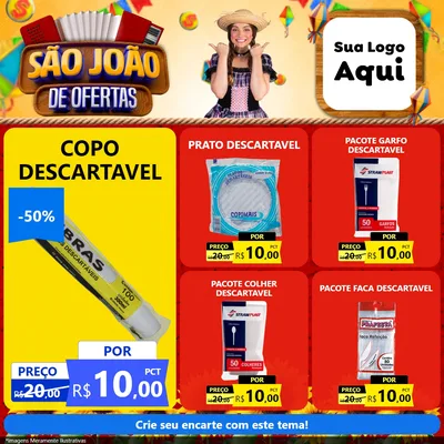 Modelo de Rede Social para Feed Facebook com o tema São João de Ofertas para Embalagens