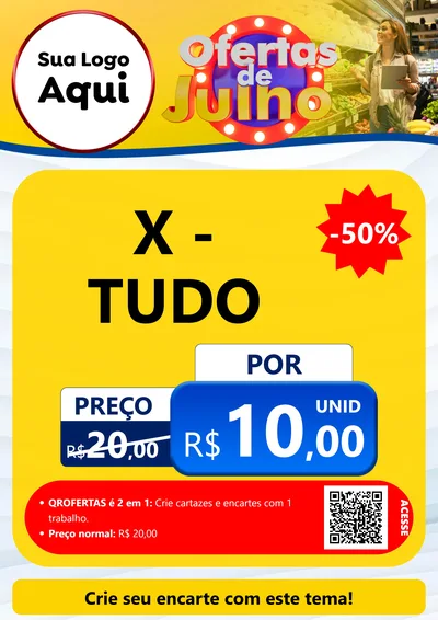 Modelo de Cartaz para Cartaz A4 Vertical com o tema Ofertas de Julho para Hamburgueria