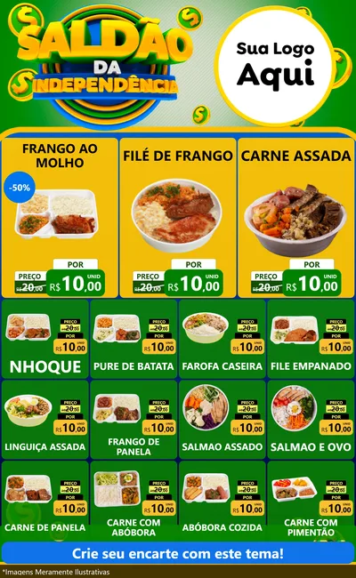 Modelo de Encarte para Encarte Grande com o tema Saldão da Indepêndencia para Restaurante