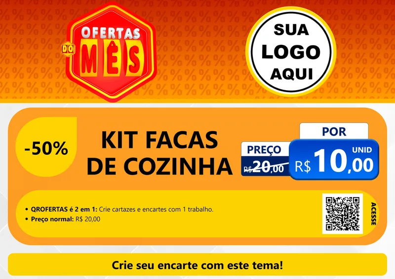 Modelo de Cartaz para Cartaz A4 Horizontal com o tema Ofertas do Mês para Utilidades Domésticas