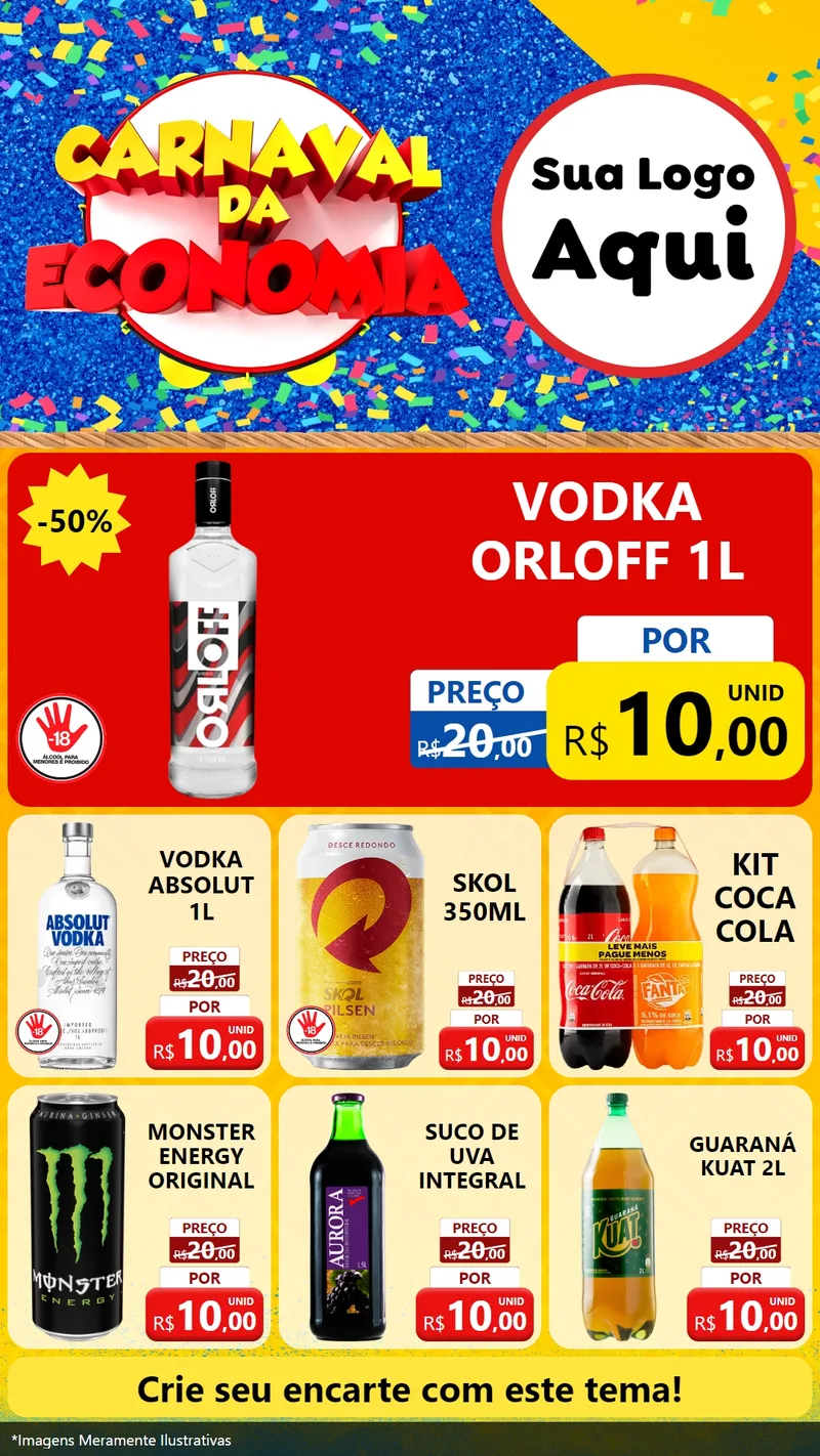 Modelo de Rede Social para Stories com o tema Carnaval da Economia para Distribuidora de bebidas