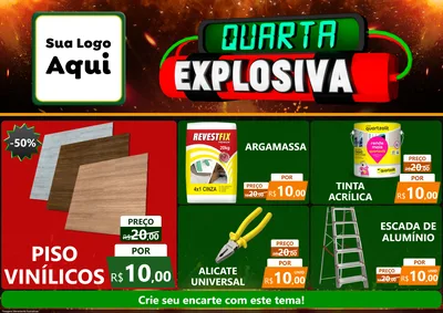 Modelo de Encarte para Encarte A4 Horizontal com o tema Quarta Explosiva para Material para Construção