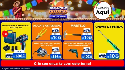 Modelo de TV para TV Horizontal com o tema Descontos Quentes de Festa Junina para Maquinas e Ferramentas