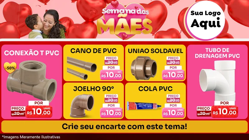 Modelo de TV para TV Horizontal com o tema Semana Das Mães para Tubos e conexões