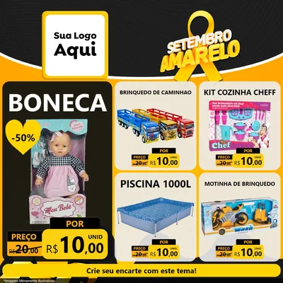 Modelo de Rede Social para Feed Facebook com o tema Setembro Amarelo para Brinquedos