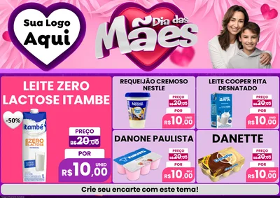 Modelo de Encarte para Encarte A4 Horizontal com o tema Dia das Mães para Frios e Laticínios