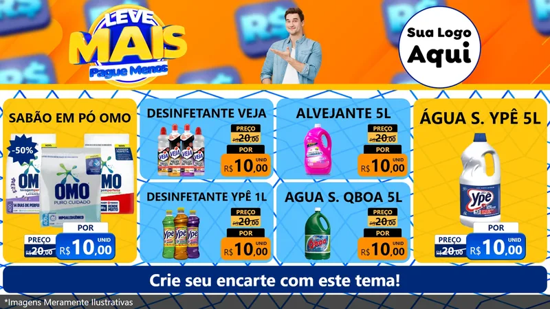 Modelo de TV para TV Horizontal com o tema Leve Mais, Pague Menos para Produtos de Limpeza