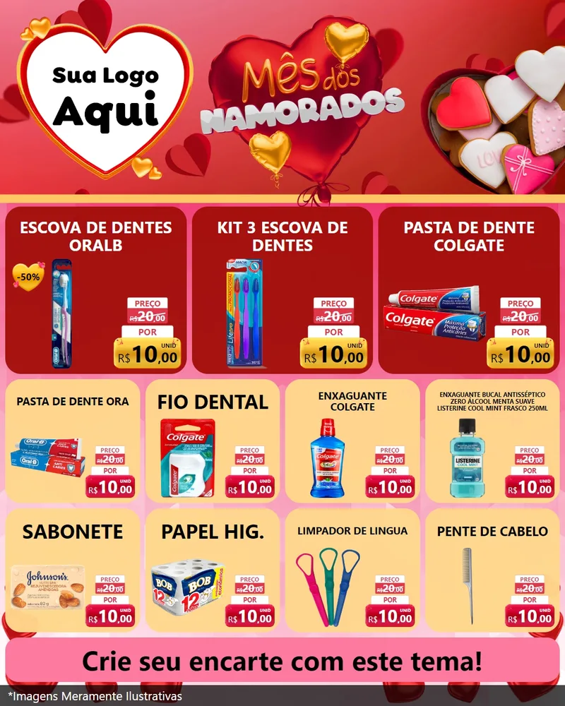 Modelo de Rede Social para Feed Instagram com o tema Mês dos Namorados para Higiene Pessoal