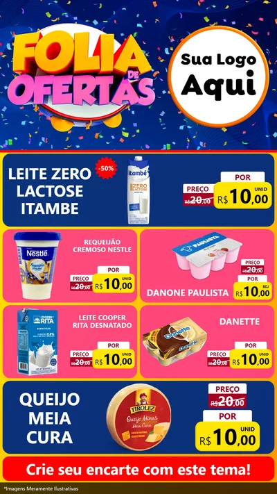 Modelo de TV para TV Vertical com o tema Folia de Ofertas para Frios e Laticínios